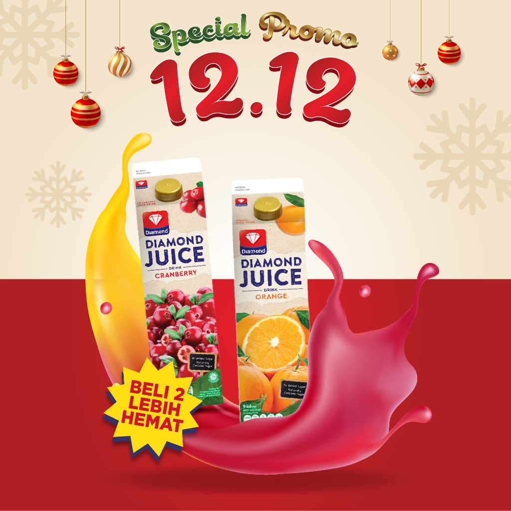 

PROMO 12.12 SPECIAL PACKAGE DIAMOND JUICE UNSWEET CRANBERRY & ORANGE 946 ML