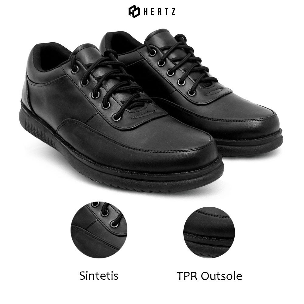 Hertz H 4091 Sepatu Pantofel Pria Sepatu Cowok Formal Kerja Kantor Kasual Kulit Sintetis Hitam