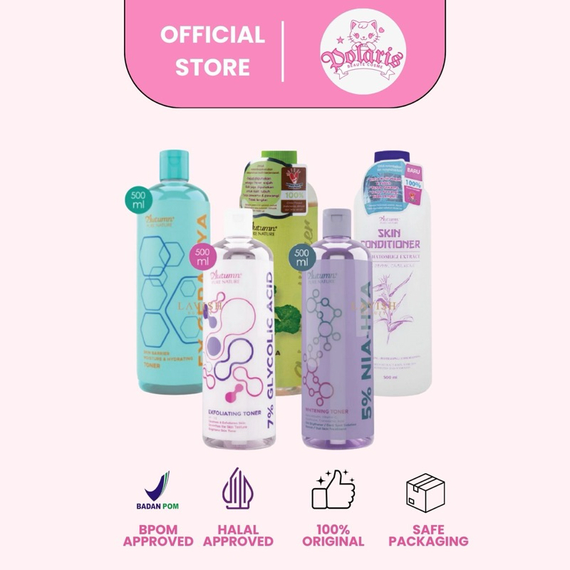 AUTUMN HATOMUGI Skin Conditioner | 5% Niacinamide Hyaluronic Acid Toner | 7% Glycolic Acid Toner | C