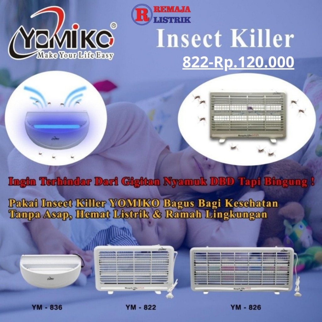 Insect Killer Mosquito Perangkap dan Pembasmi Nyamuk Yomiko 822 (2x2W)