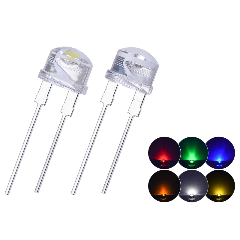 Led Strawhat putih-putih (led topi) - 4,8mm - 8mm merah kuning hijau biru  putih 5cm