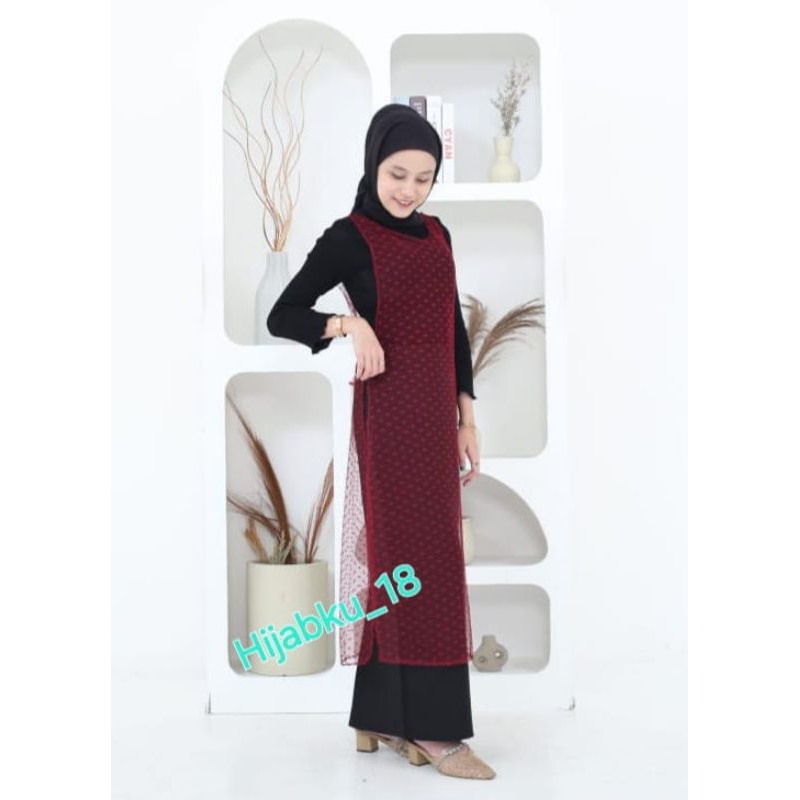 Cardigan long vest tule / outer  premium / outer rompi tile DOT.