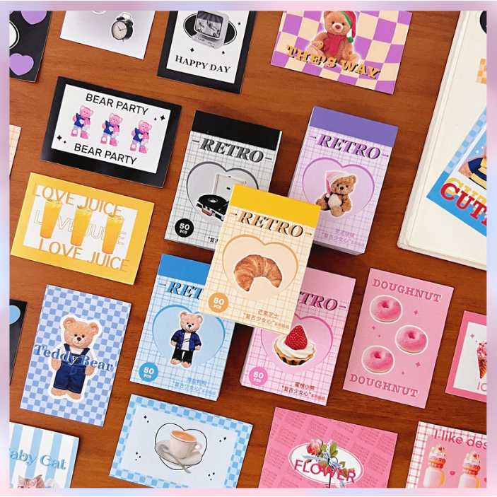 

[BS COD] MINI BOOK STICKER 50 HALAMAN RETRO AESTHETIC STIKER DEKORASI