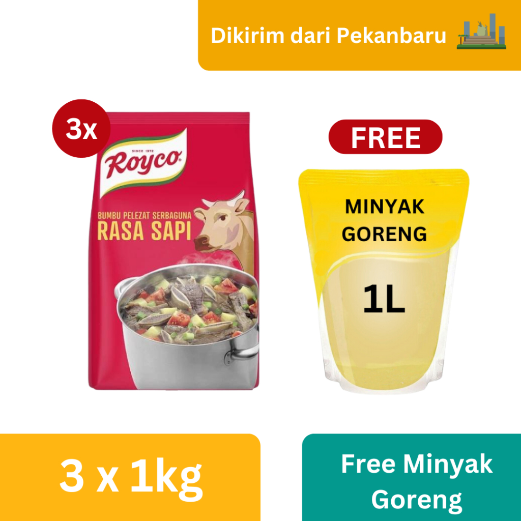 

Royco Sapi 1Kg (X3) + Free Gift - Minyak Goreng [Kirim dari Pekanbaru]