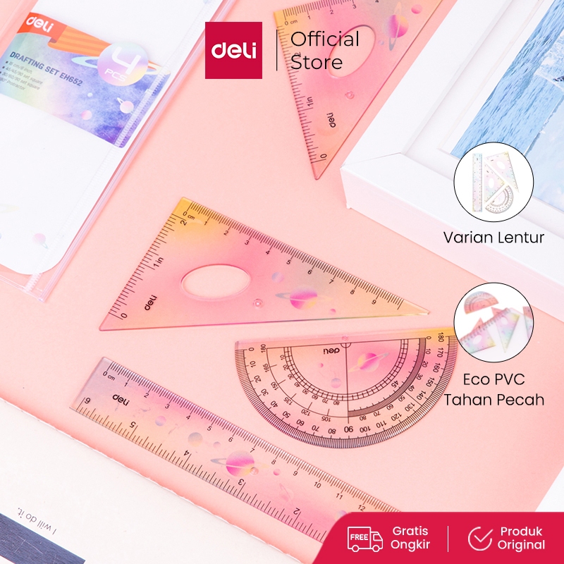 

Deli Penggaris 2 Warna Gradasi dengan Tinta UV Tahan Lama untuk Pengukuran Akurat EH652