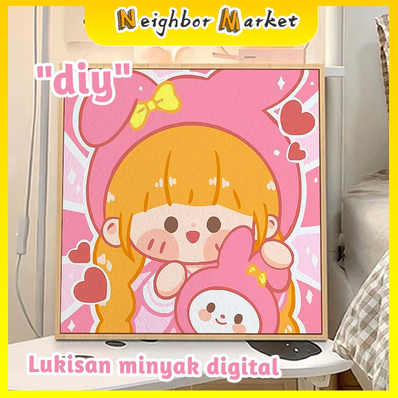 

Paint By Number 20x20cm Kit Kartun DIY Painting Kit Canvas Paint By Number Digital Melukis