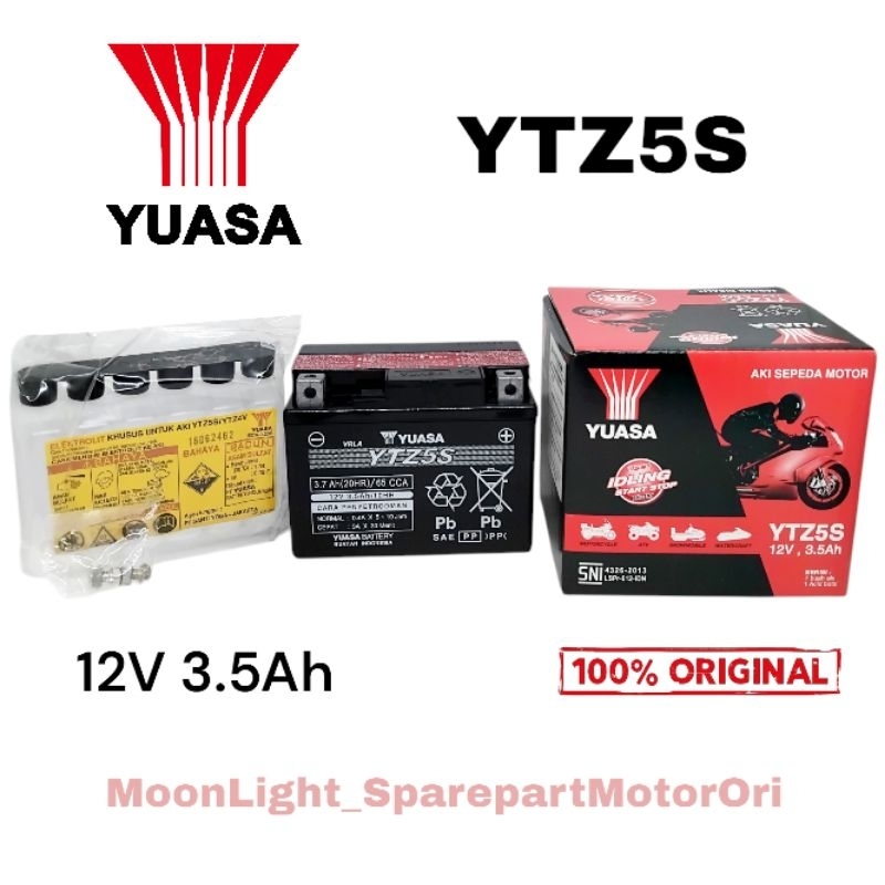 AKI MOTOR BEAT, ACCU VARIO 110, SPACY, BLADE, REVO, VERZA, GENIO YTZ5S YUASA ORIGINAL MF