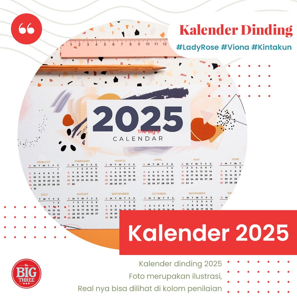 

Kalender Dinding 2025 Indonesia Ukuran Besar 50 x 34 cm - TBT