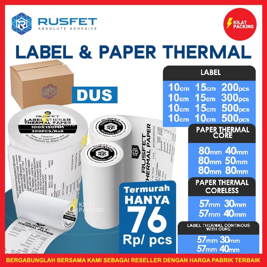 

Kertas Struk Kertas Thermal Printer Kasir Kertas Mesin EDC RUSFET DUS