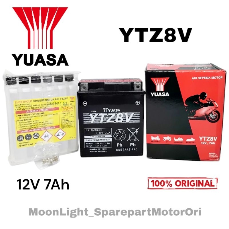 AKI MOTOR R25, ACCU CBR 250, KLX 150, AKI CRF 150, D-Tracker YTZ8V YUASA ORIGINAL MF