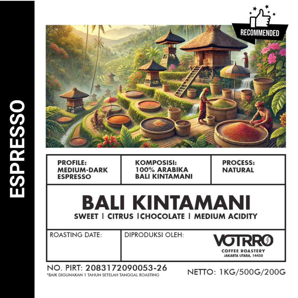 

Biji Kopi Bubuk Arabika Natural Bali Kintamani Arabica Coffee Bean Espresso VOTRRO