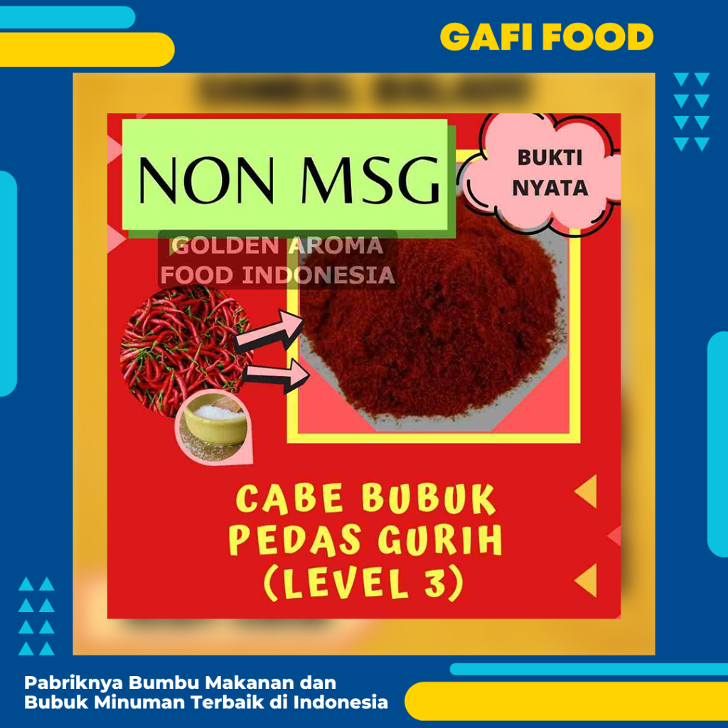 

Cabe Bubuk Pedas Gurih Level 3 NON MSG 1 Kg untuk Makaroni Kimchi Keripik Seblak Baso Aci Pedas