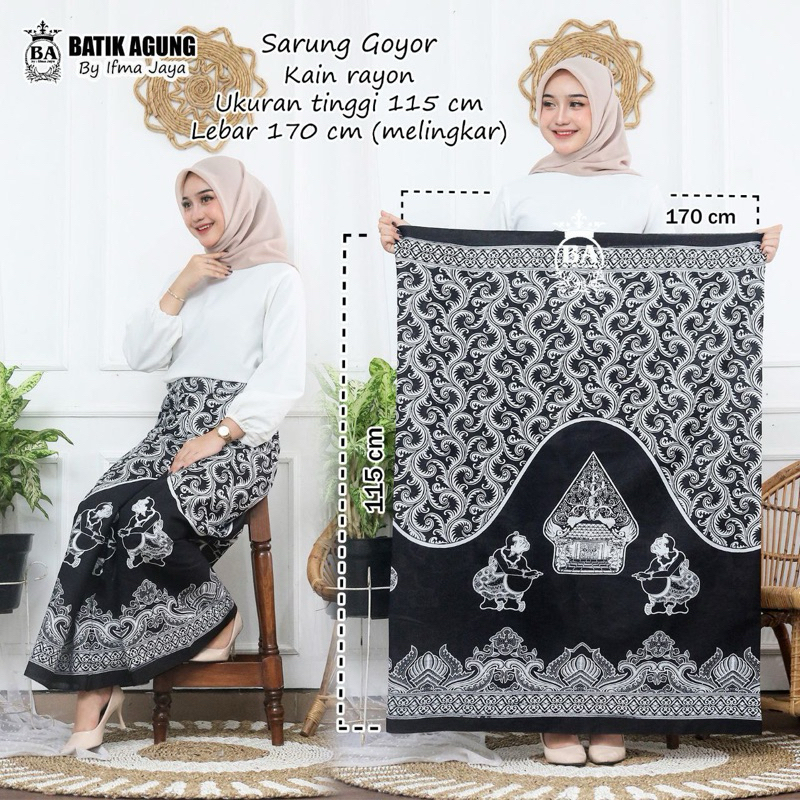 Sarung Goyor Kain Rayon Motif Wayangan 2/3pcs | Gunungan Wayang | Semar