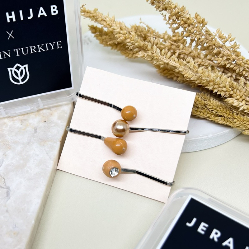 

Paket Klip Hijab Turki Isi 4pcs - Walnut Series Made in Turkey JERA HIJAB