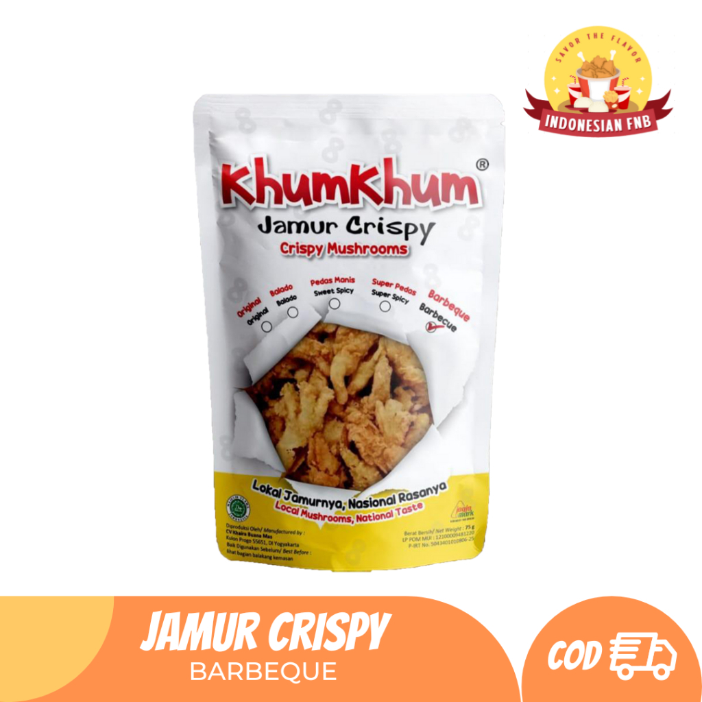 

Khumkhum Jamur Crispy Barbeque Camilan Lezat dan Renyah 75g