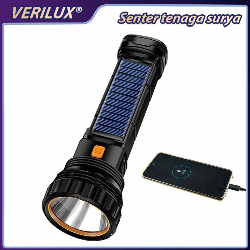 Lampu Senter Tenaga Surya 1200mAh Lampu Senter Kecil 1000 Lumens LED Laser Zoom 3 Mode