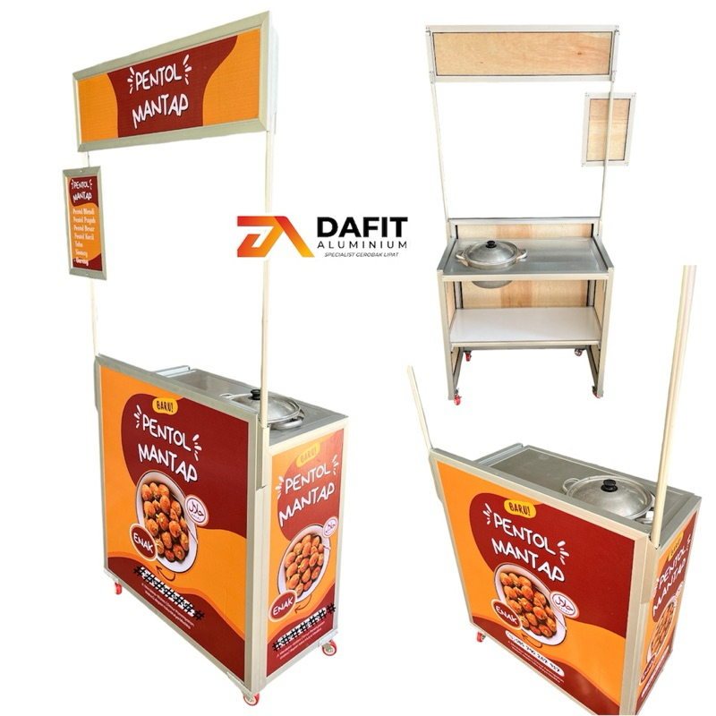 Gerobak pentol bakso / Booth portable / Gerobak lipat / free dsain gambar