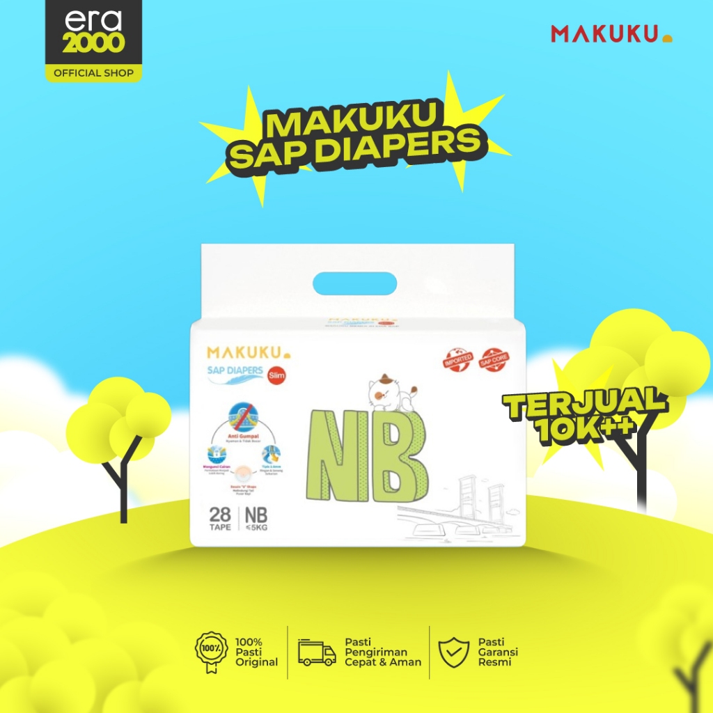 Era 2000 Makuku Slim Tape NB28 SAP Diapers Popok Bayi Anti Gumpal Popok Perekat