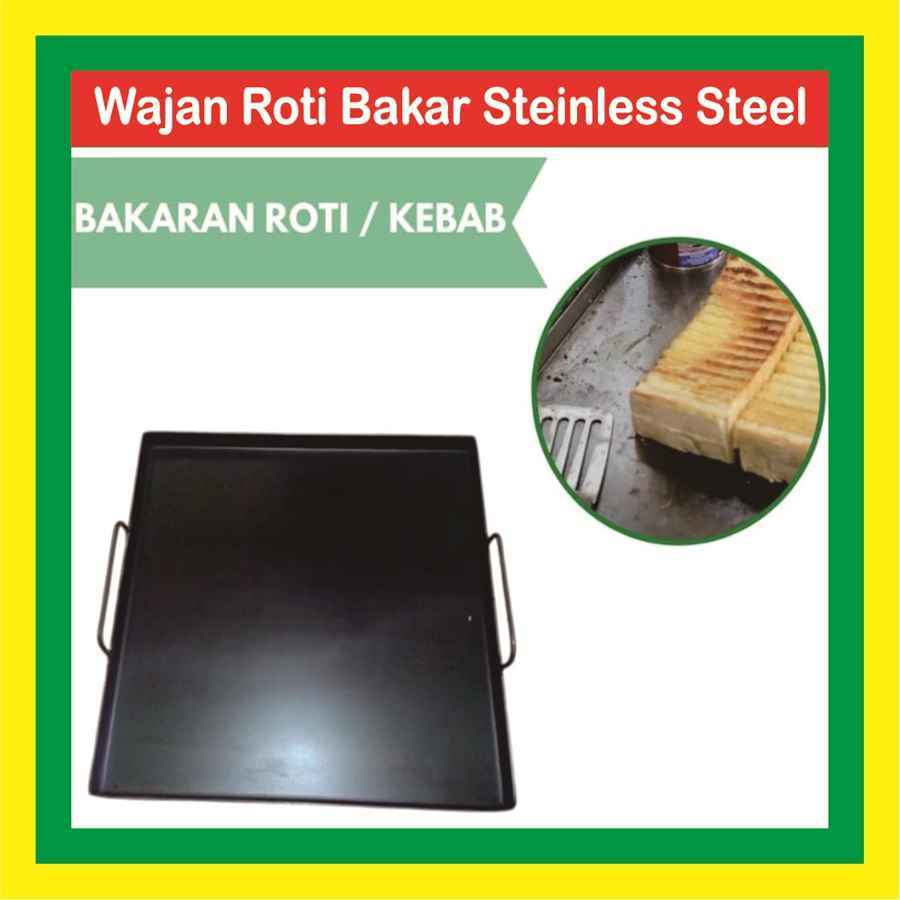 Wajan Roti Bakar Kebab Burger Martabak Anti Lengket Stainless Steel Penggorengan Panggang Plat Baja 