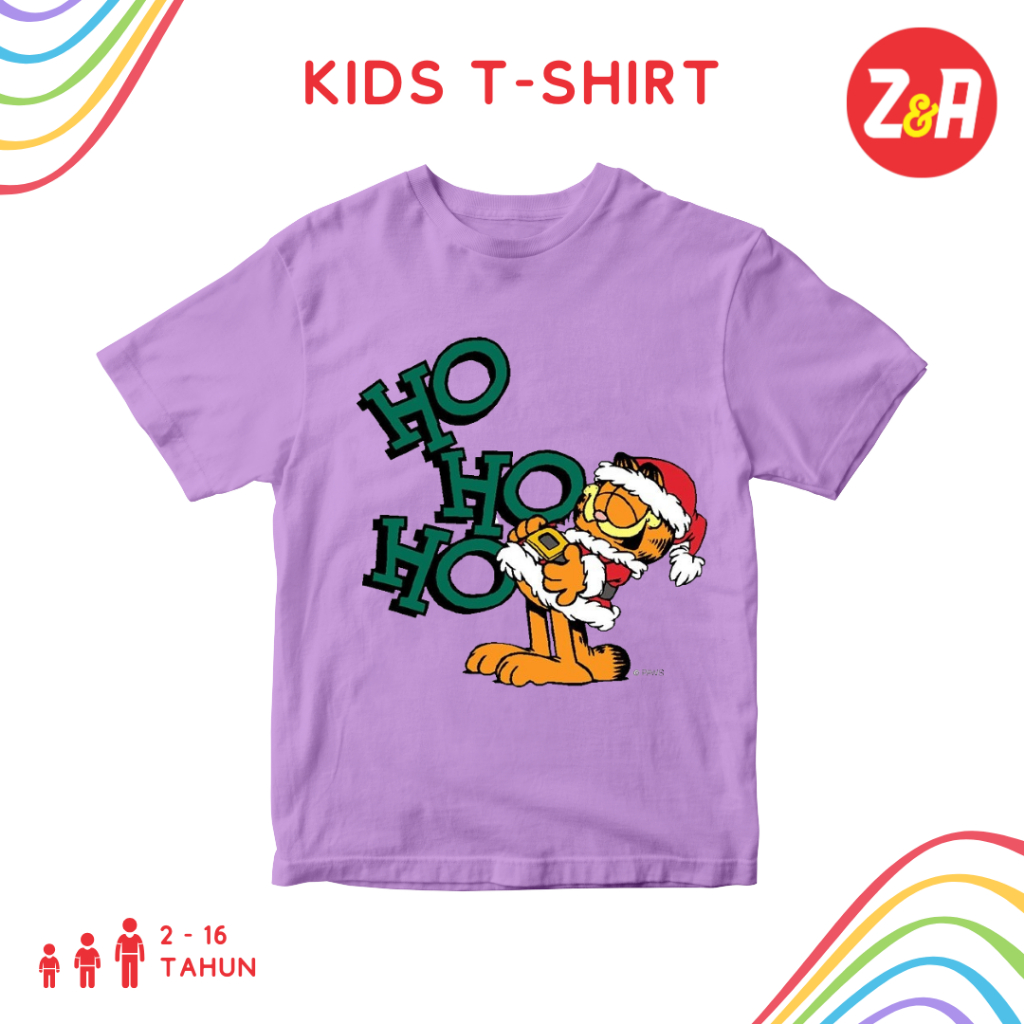 Kaos Anak GARFIELD CHRISTMAS | Baju Atasan Anak Lengan Pendek Karakter Kucing Garfield Merry Christm