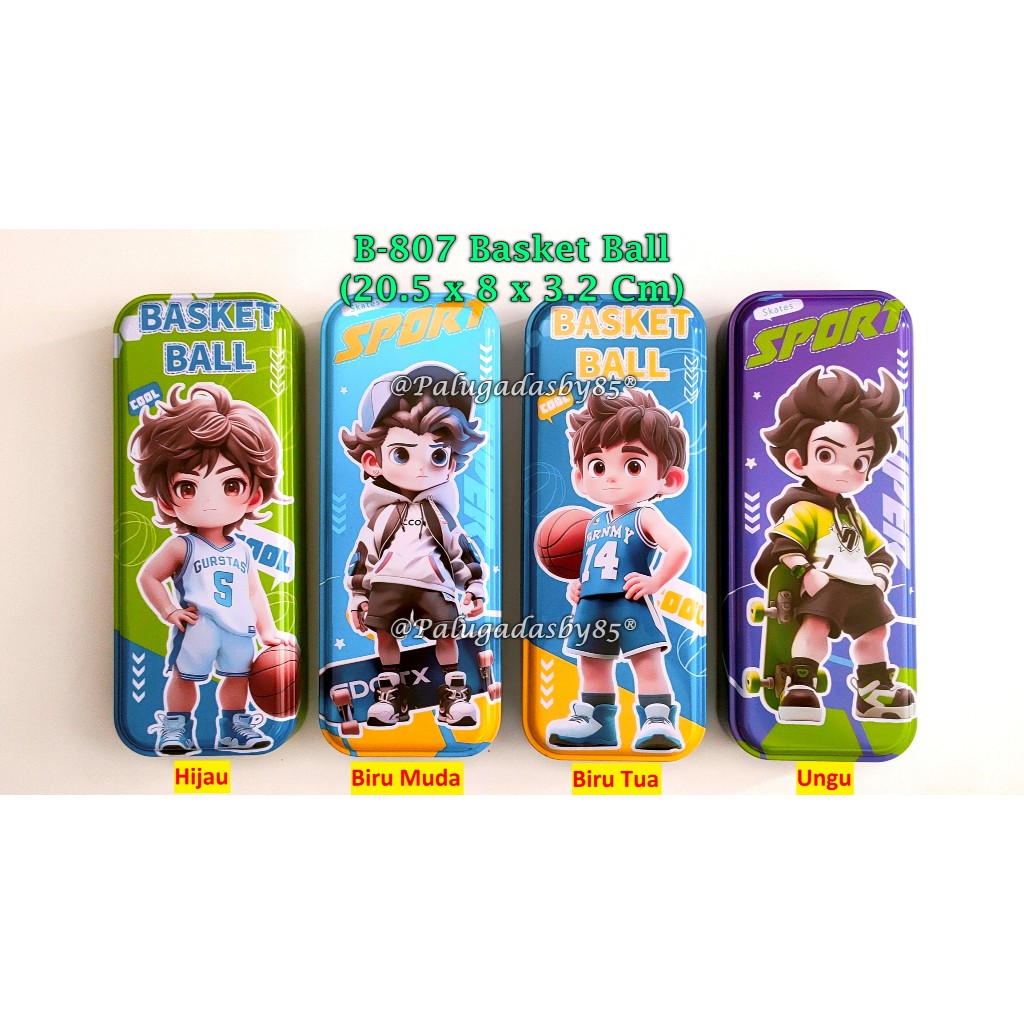 

(1 Biji) Kotak Pensil Kaleng 20.5 x 8 x 3.2 Cm / Tempat Pensil Kaleng GXIMP B-807 Basket Ball