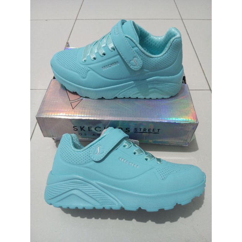 Sepatu anak Skechers Uno Lite Turquoise size  34 Garansi new Original 100%