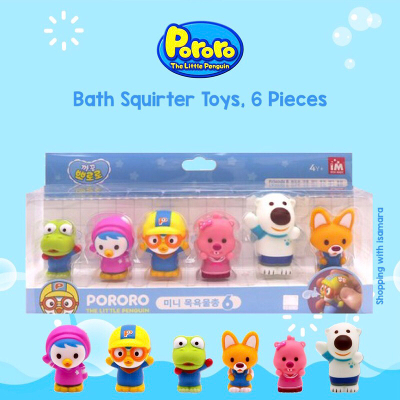 Pororo Bath Squirter Toy, 6 Pieces / Mainan Semprotan