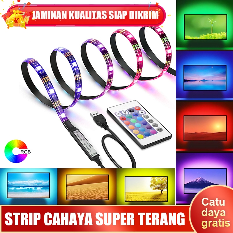 5050 5V Lampu Strip LED  USB / PowerBank RGB 2m/3m/5m Plus Remote CCTV LAMPU RGBIC Cahaya sekitar