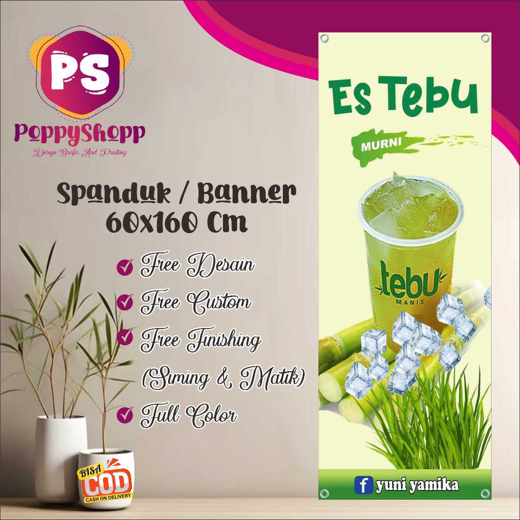 Spanduk Banner 60X160 Cm Es Tebu Murni Bisa Custom Desain Harga Terjangkau