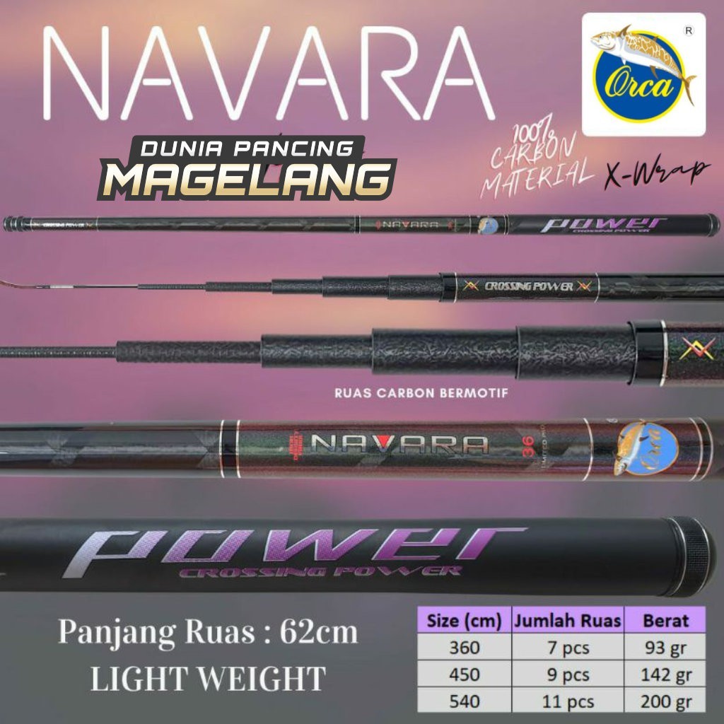 Joran Tegek Ruas Panjang Orca Navara 450 Bahan Carbon Ringan Action Hard
