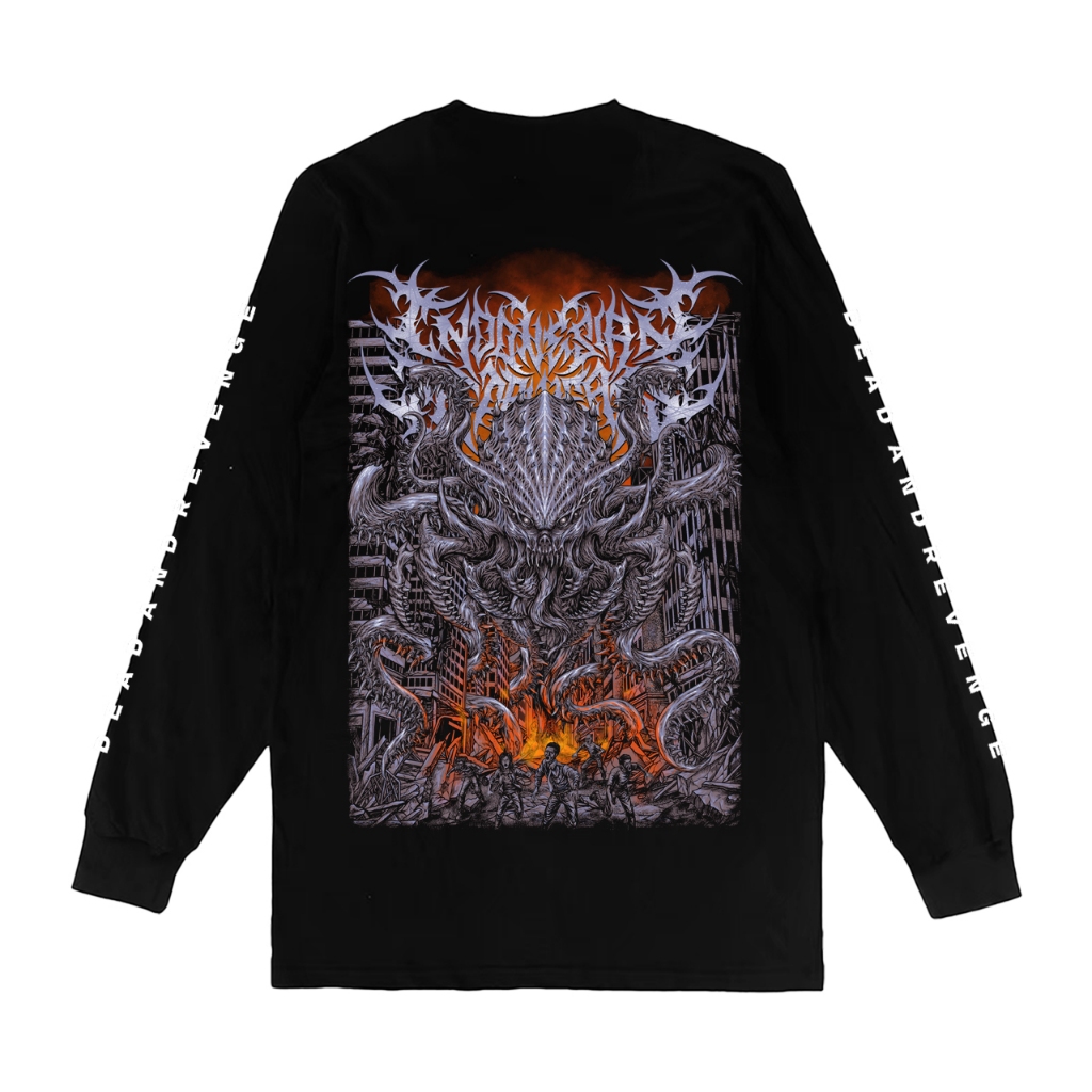 Kaos Distro Pria Wanita Cewek Cowok Metal Lengan Panjang Hitam Squids Vampire Kingdom
