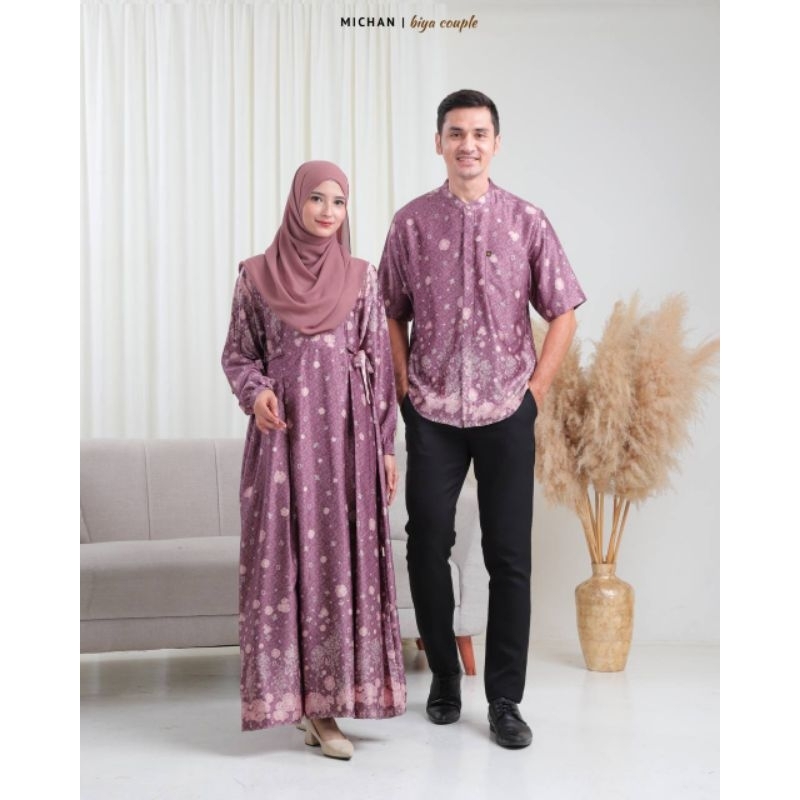 Baju Couple Lebaran warna grape ungu sarimbit lebaran warna ungu Couple Biya Michan baju couple size