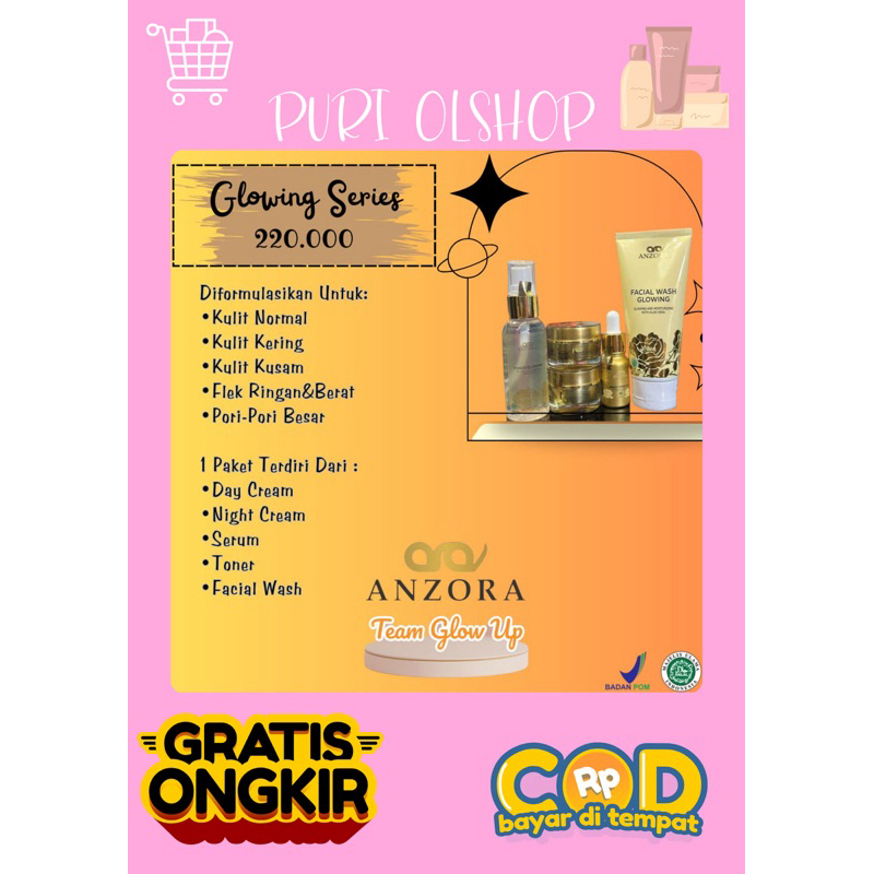 ANZORA SKIN GLOW SERIES/BISACOD/GRATIS ONGKIR