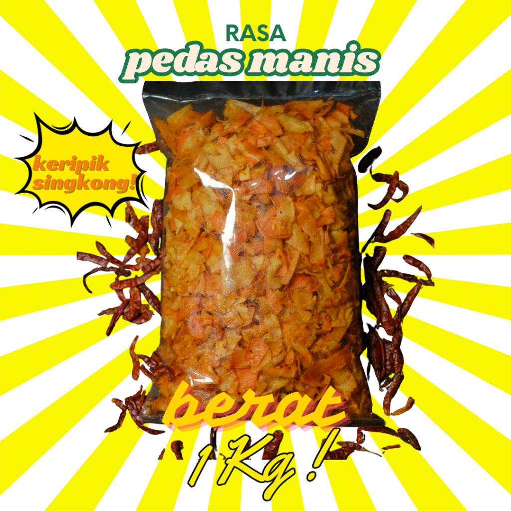 

1Kg Keripik Kriwil Pedas Manis Bumbu Kering / Keripik Singkong Manis Pedas