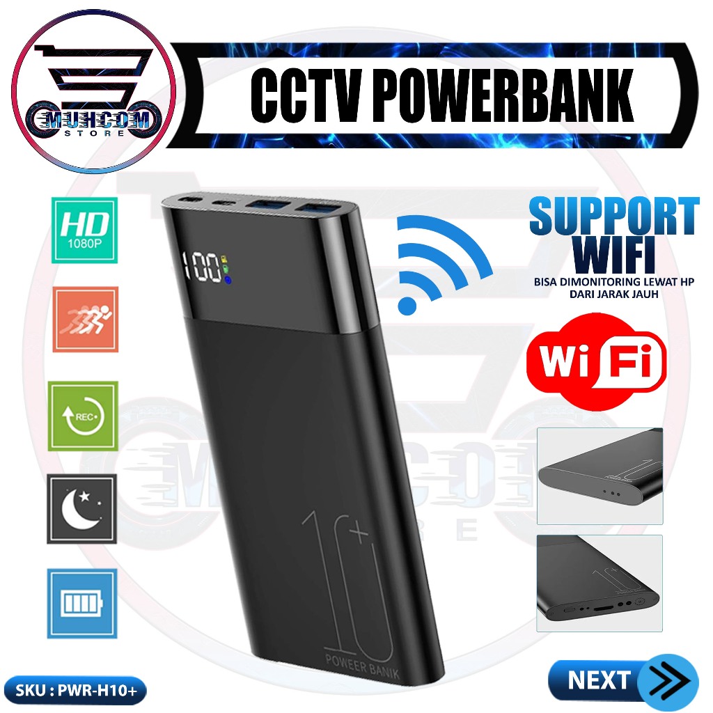 SpyCam Spy Camera Powerbank H10+ Wifi Kamera Charger Full HD 1080P Night Vision Camcorder Perekam Vi