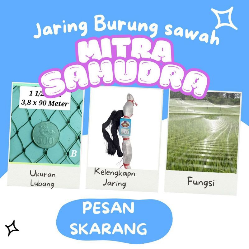 jaring burung jaring padi 1 1/2 inch / jaring burung pipit dan emprit / jaring penutup sawah /jaring