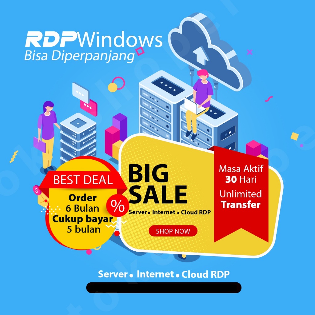 RDP VPS Windows Support Emulator 8GB RAM Full Garansi Bisa Perpanjang