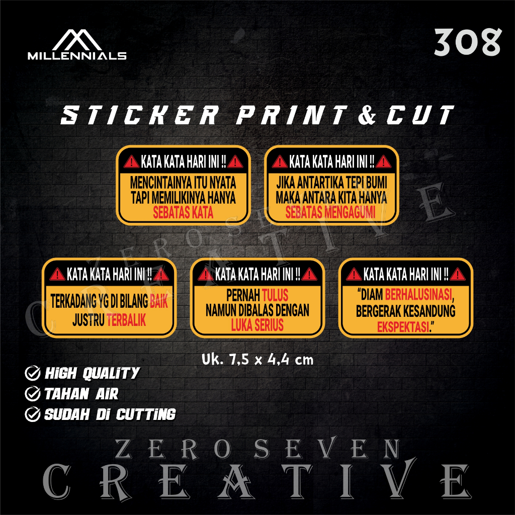 

STIKER KATA KATA HARI INI / STIKER QUOTES / WARNING / STIKER MOTOR / LAPTOP / TUMBLER / AESTHETIC / VYNIL / ANTI AIR / PRINT & CUT