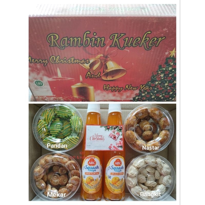 

Kue Kering Natal + 2 Sirup +Kartu Ucapan/Hampers Parcel Kado Christmas