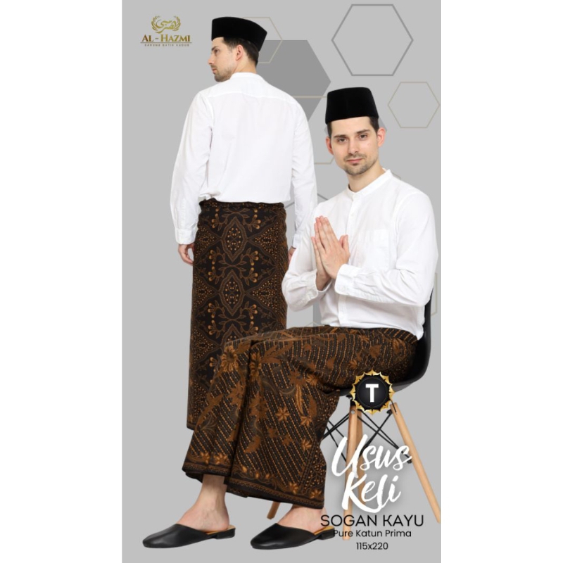 Sarung Batik Pria Wanita Al Hazmi Motif Usus Keli Sogan Kayu Packing Tas Spunbond