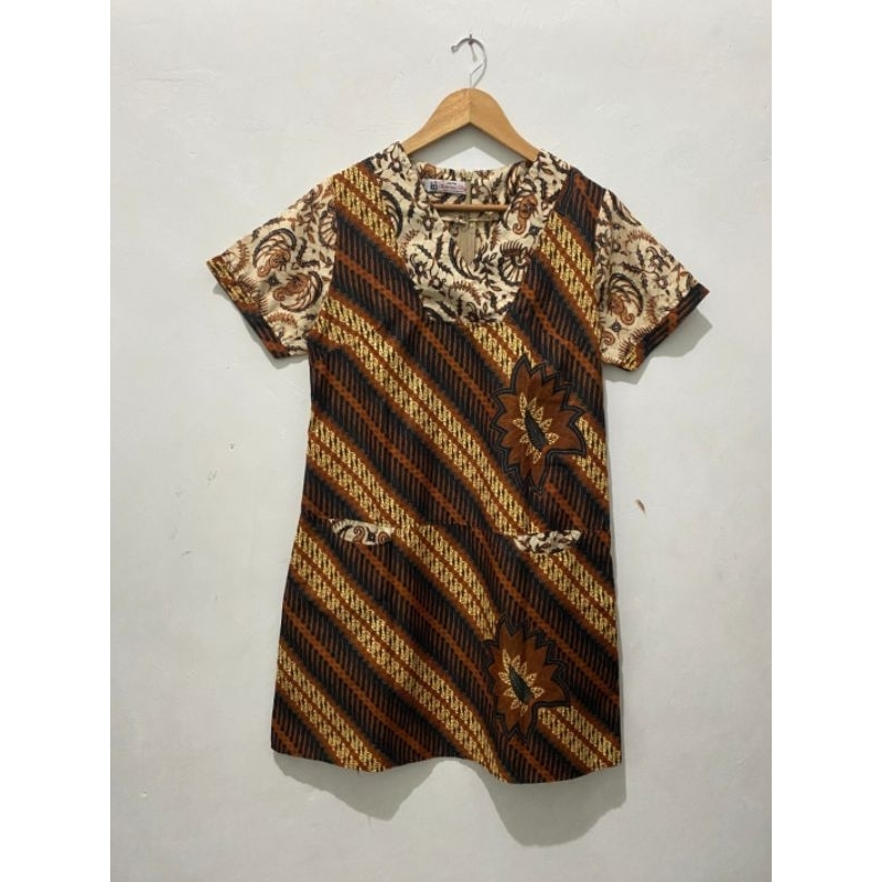 KENCANA UNGU dress batik / batik dress / batik / batik wanita / batik parang / mididress / batik cok