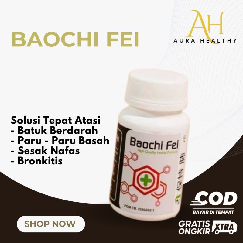 BAOCHI FEI HERBAL CINA MENGOBATI BATUK ASMA SESAK NAFAS NYERI DADA ISI 30 KAPSUL ORIGINAL