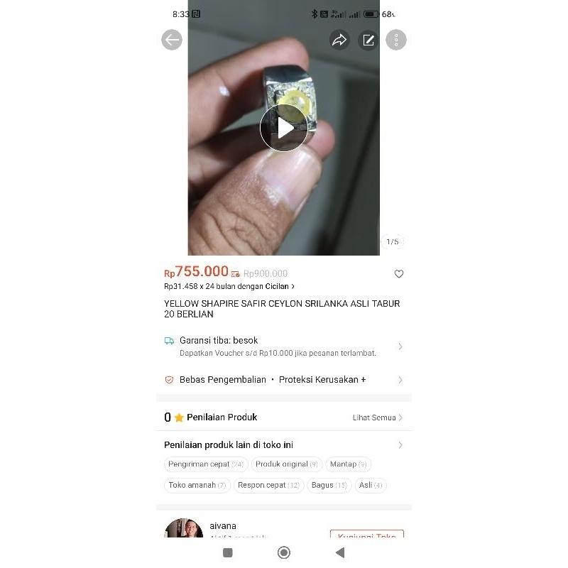 yelow safir tabur berlian