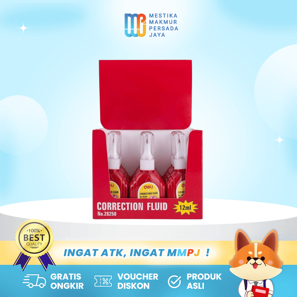 

Deli Tip Ex Kertas Cair 12ml Mudah Digunakan Untuk Menghapus Coretan