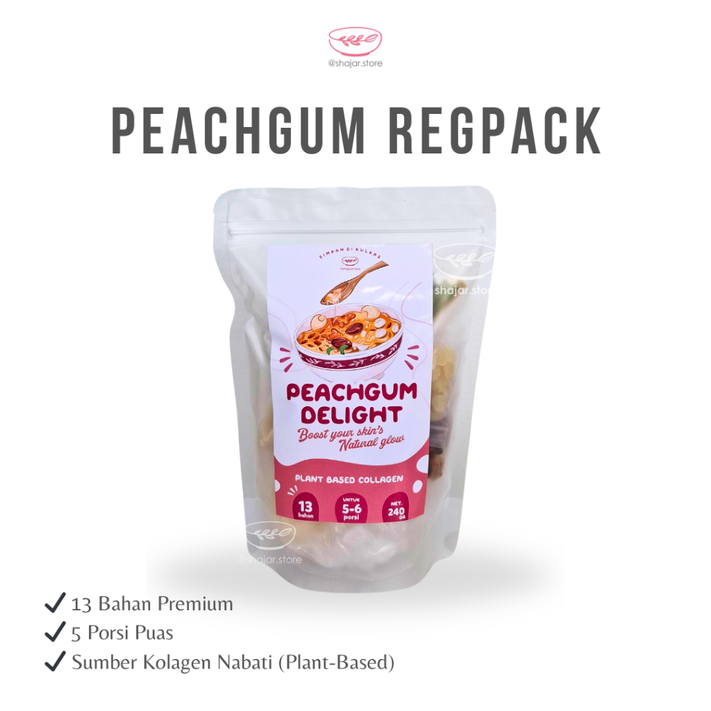 

Peach Gum Delight RegPack 13 bahan | 5 Porsi Besar | Peachgum Collagen Dessert Lengkap Triple Snow Bird Nest Premium Super Grade A Halal | Tao Jiao A+ | Bahan JSR Alami Kulit Halus Plumpy Kenyal Glowing