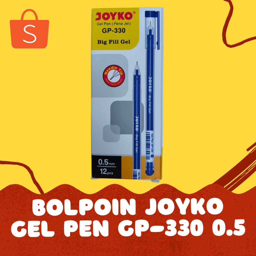 

Pulpen / Bolpoin Joyko Gel Pen 0.5mm GP-330 Warna Hitam & Biru