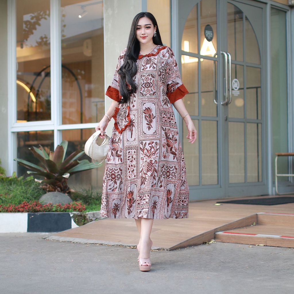 DASTER ANDIN ARAB ELSA SALUR || RAYON SUPER GRADE A ORI || MODEL KANCING DEPAN BUSUI & BUMIL LD 110