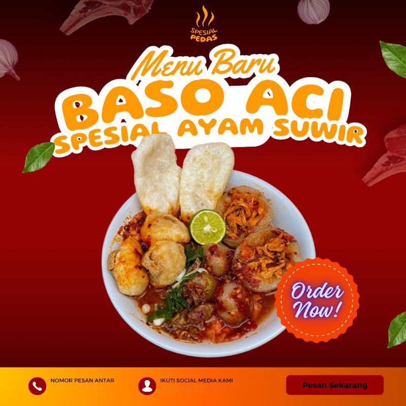 

Baso aci isi ayam suwir jumbo dengan ekstra chili oil