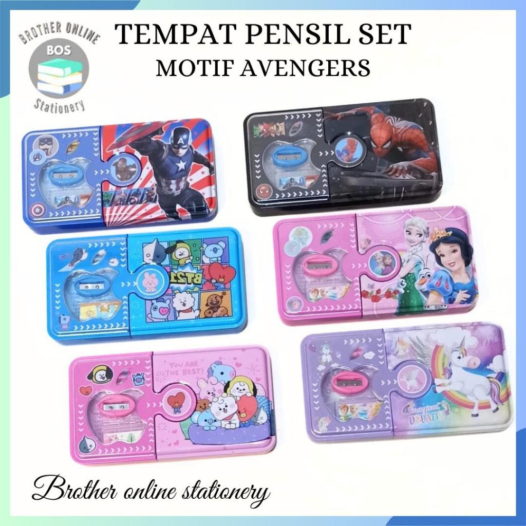 

BOS Kotak Pensil Kaleng Set 2 Susun 12x22/Tempat Pensil/Pencil Tin Case