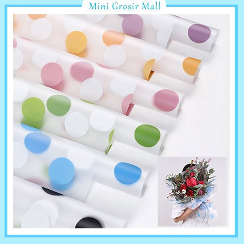 

20 Lembar Kertas Bunga Buket Polkadot Cellophane Wrapping Paper KB6005